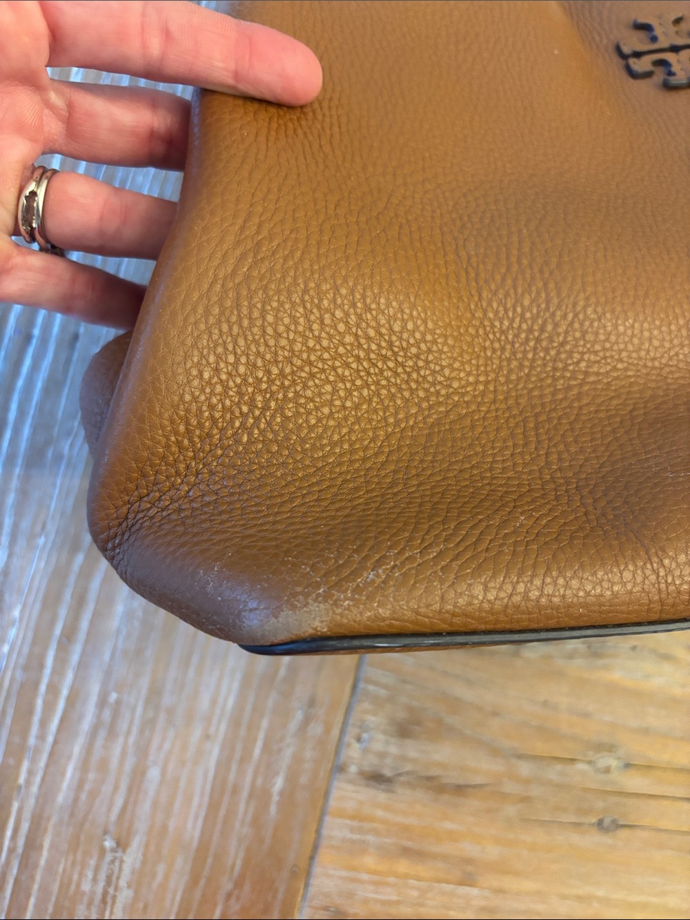 Tory Burch Cognac Braided-Handle Leather Shoulder Bag with Tassel - Picture 8 of 13